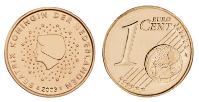 Нидерланды, 1 цент 2003 (UNC, медь)