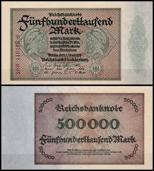 Германия 500.000 марок 1923 UNC P.88 Вариант 7