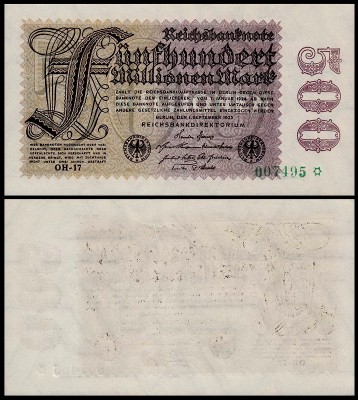 Германия 500.000.000 марок 1923 UNC P.110 Вариант 4