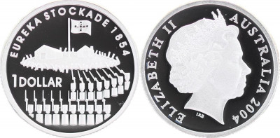 Австралия, 1 доллар 2004 год, Эврикское восстание, Серебро, ПРУФ