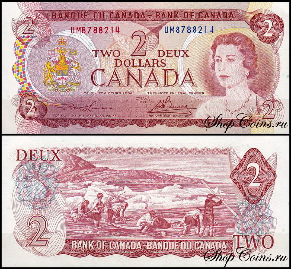 Канада 2 доллара 1974 (UNC Pick 86a) Lawson-Bouey
