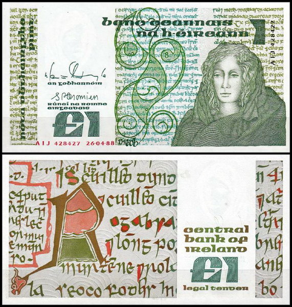 Ирландия 1 фунт 1988-1989 (UNC Pick 70d)