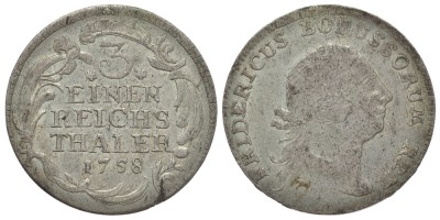 ПРУССИЯ 1/3 РЕЙХСТАЛЕРА 1758 ФРИДРИХ II (1740-1786)