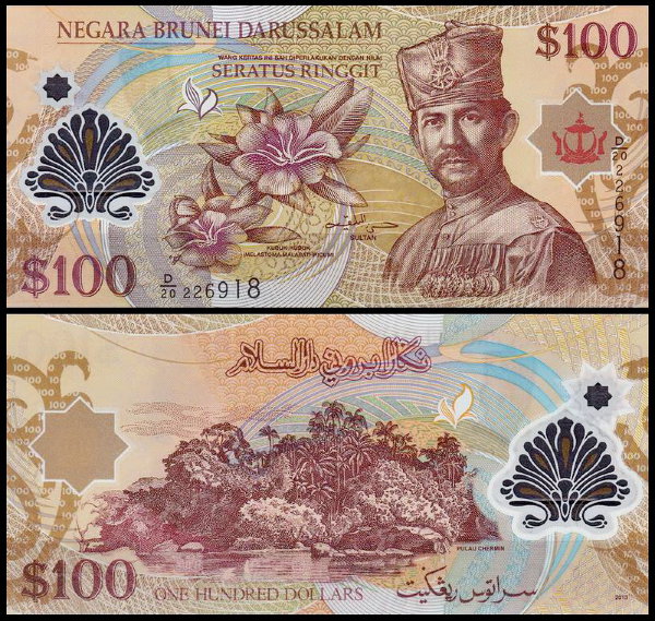 Бруней 100 ринггит 2013 (UNC Pick 29c)