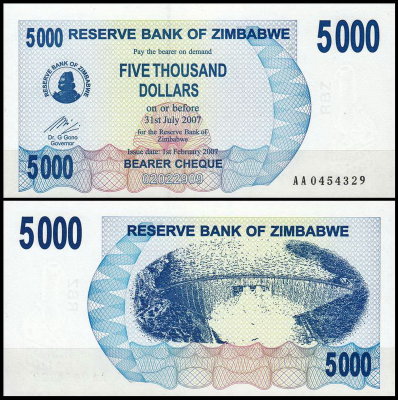Зимбабве 5000 долларов 2006 (UNC Pick 45)