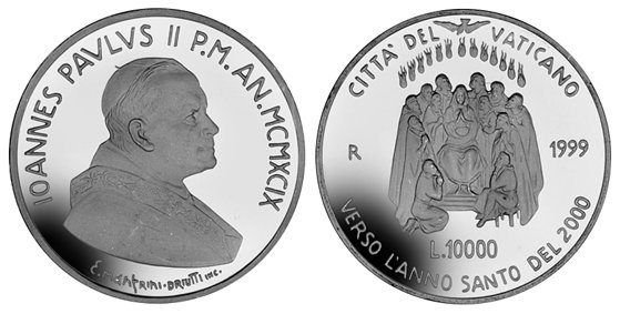 Ватикан, 10000 лир 1999 год, Святой Дух, ПРУФ