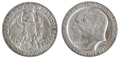 Пруссия, 3 марки 1910 год, Берлинский университет UNC 