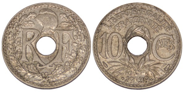 Франция, 10 сантимов 1939 год