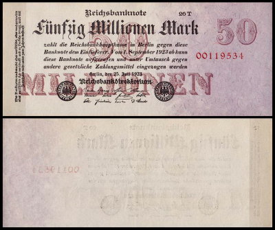 Германия 50.000.000 марок 1923 UNC P.98 Вариант 3