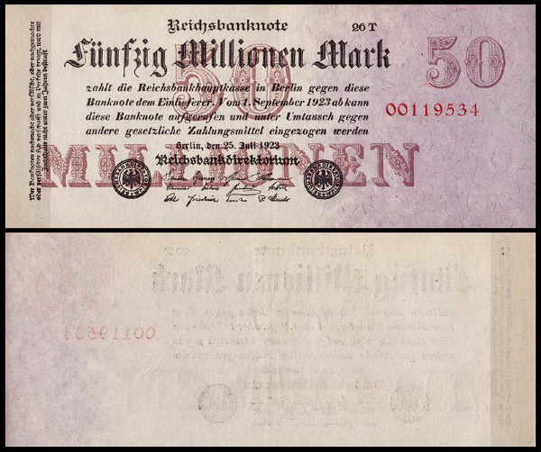Германия 50.000.000 марок 1923 UNC P.98 Вариант 3