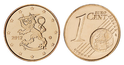 Финляндия, 1 цент 2012 (UNC, медь)