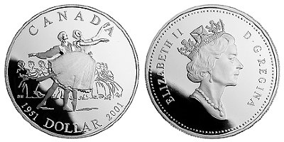 Канада, 1 доллар 2001 год, Канадский балет, ПРУФ