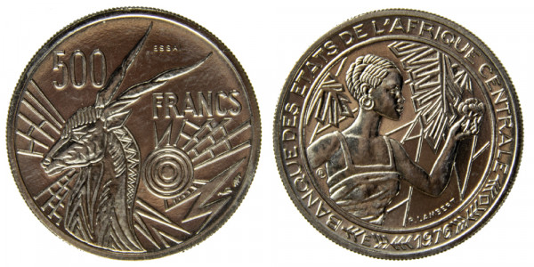 Центрально-Африканские штаты, 500 франков 1976 год,