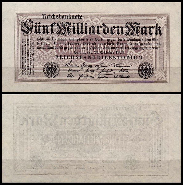 Германия 5.000.000.000 марок 1923 UNC P.123b Вариант 1