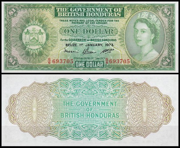Британский Гондурас 1 доллар 1973 (UNC Pick 28c)