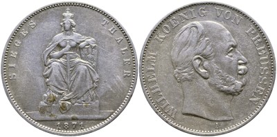 Пруссия 1 талер 1871 A, Вильгельм I (1861-1888)