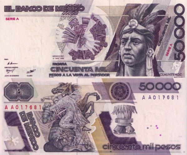 Мексика 50000 песо 1986 (UNC Pick 93a)