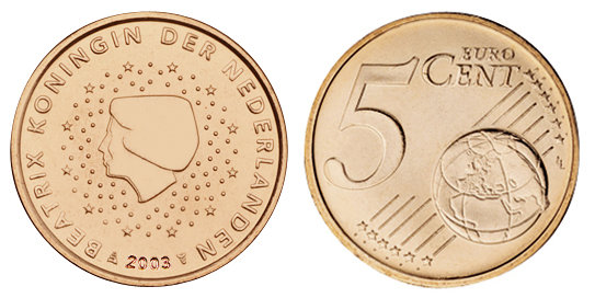 Нидерланды, 5 центов 2003 (UNC, медь)
