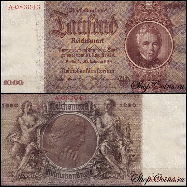 Германия 1000 марок 1936 UNC P.184