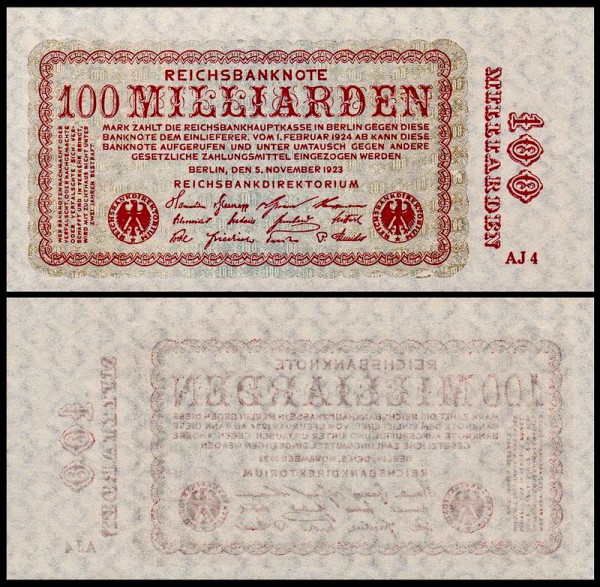 Германия 100.000.000.000 марок 1923 UNC P.133 Вариант 2