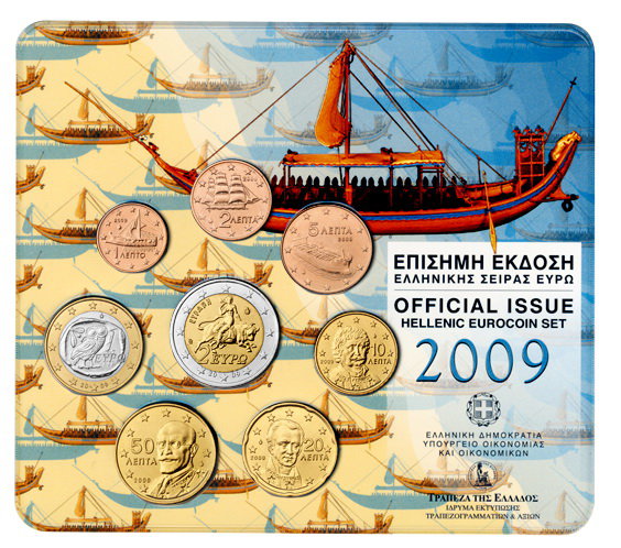 Греция, Набор монет 2009 года (блистер) Выпуск I
