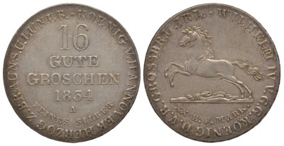 БРАУНШВЕЙГ-ГАНОВЕР 16 ГУТЕНГРОШЕЙ 1834