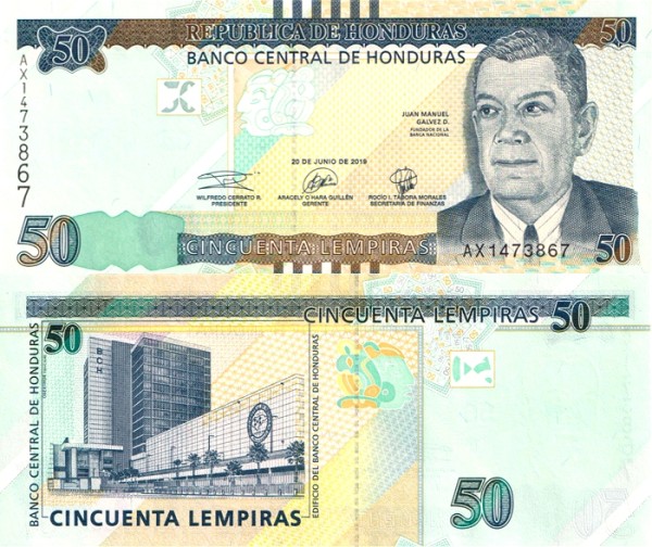Гондурас 50 лемпир 2019 (UNC Pick 104d)