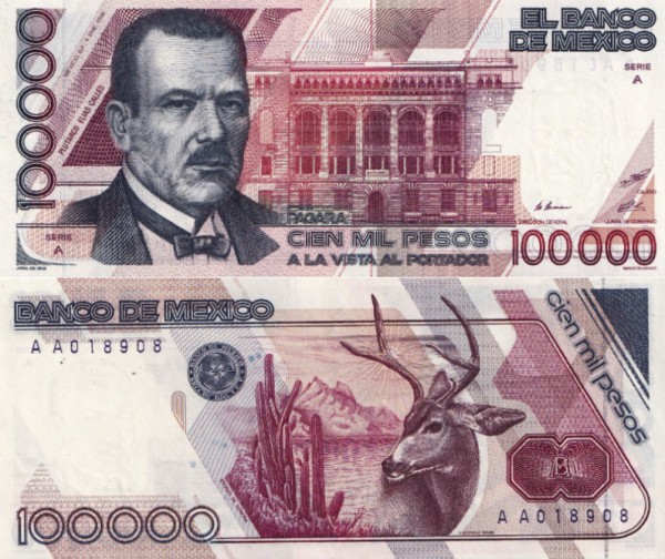 Мексика 100000 песо 1988 (UNC Pick 94a)