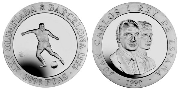 Испания, 2000 песет 1990 год, XXV Олимпийские игры в Барселоне, Футбол, ПРУФ