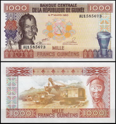 Гвинея 1000 франков 1985 (UNC Pick 32)