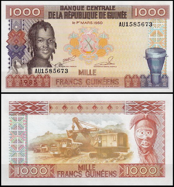 Гвинея 1000 франков 1985 (UNC Pick 32)