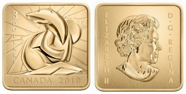 Канада, 3 доллара 2010 год, Полярный медведь