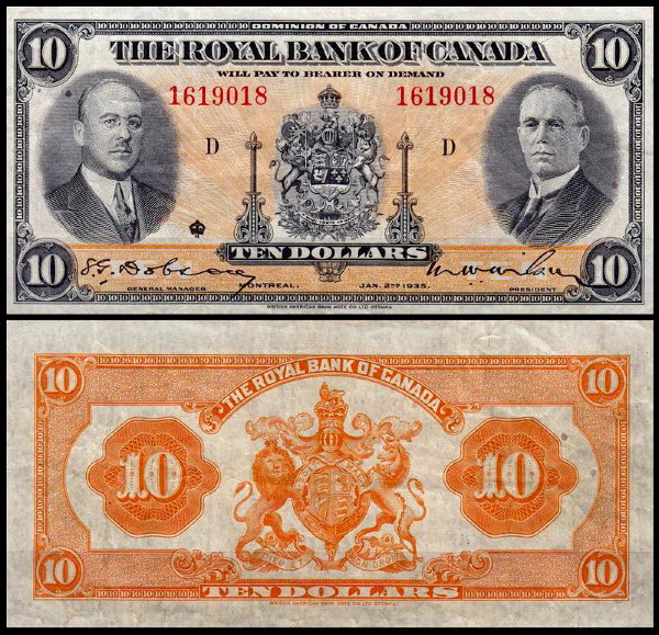 Канада 10 долларов 1935 (XF Pick S1392)