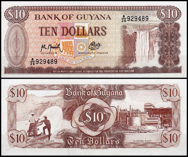 Гайана 10 долларов 1966-1992 (UNC Pick 23) Подпись 9