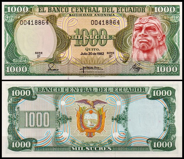 Эквадор 1000 сукре 1982 (UNC Pick 120b)