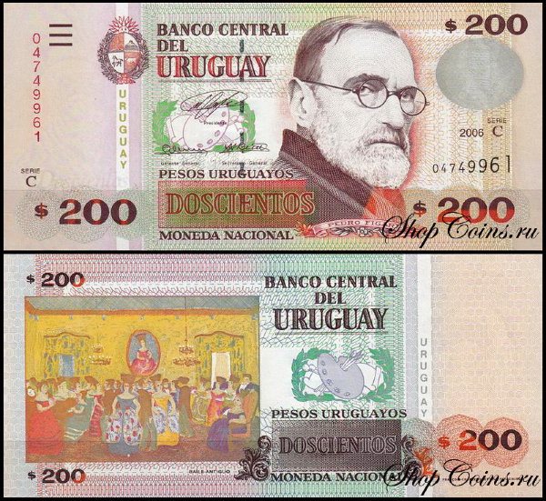 Уругвай 200 песо 2006-2011 (UNC Pick 89)