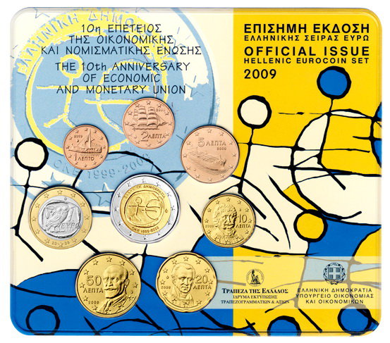 Греция, Набор монет 2009 года (блистер) Выпуск II