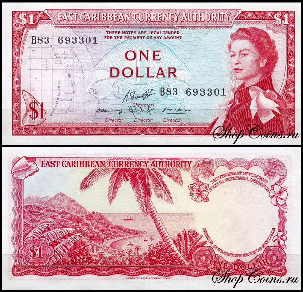 Восточно-Карибские острова 1 доллар 1965 (UNC Pick 13)