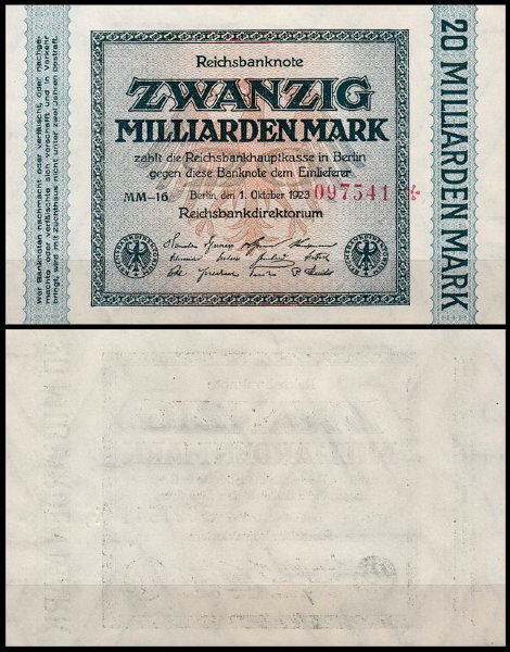 Германия 20.000.000.000 марок 1923 UNC P.118 Вариант 2