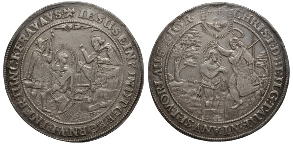 Гамбург 2 шауталера 1635-1668 Крещение в реке Иордан, минцмейстер Матииас Фройде