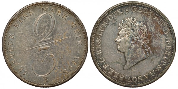 Ганновер 2/3 талера 1828 B, Георг IV (1820-1830)