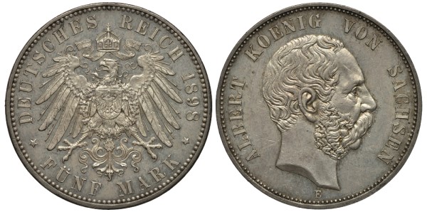 Саксония 5 марок 1898 Альберт Саксонский (1873-1892)
