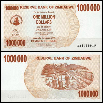 Зимбабве 1 000 000 долларов 2008 (UNC Pick 53)