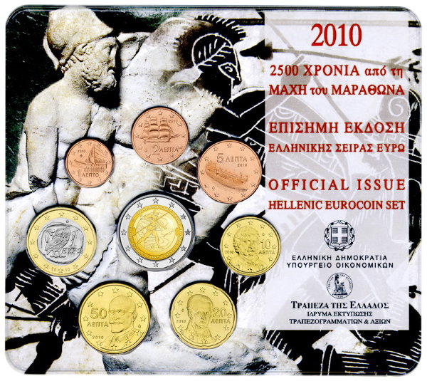 Греция, Набор монет 2010 года (блистер) Выпуск I