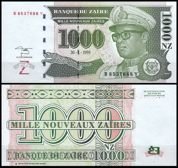 Заир 1000 новых заир 1995 (UNC Pick 67) Printer HdMZ
