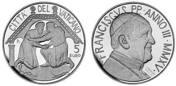 Ватикан, 5 евро 2015 год, ПРУФ