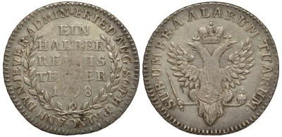 Йевер 1/2 талера 1798 Павел I, Русское правление, тираж 1000 экземпляров