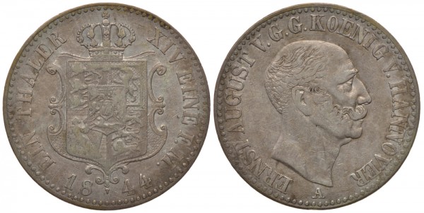 Ганновер 1 талер 1844 A, Эрнст Август (1837-1851)