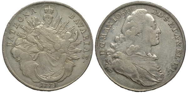 Бавария 1 талер 1771 Максимилиан III Иосиф (1745-1777)