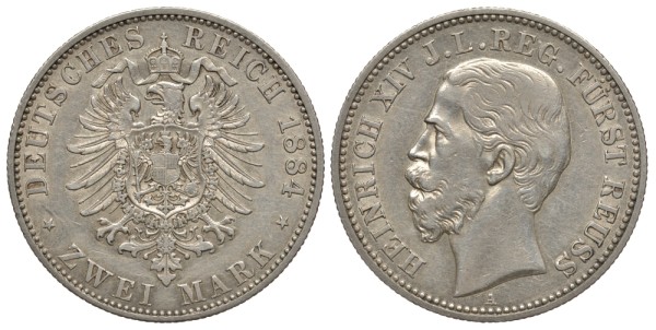 Рейсс (младшей линии) 2 марки 1884 Генрих XIV (1867-1913)